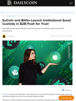 KuCoin and BitGo Launch Institutional Asset Custody in $2B Push for Trust - DailyCoin