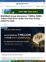 MultiBank Group Announces 7 Million $MBG Tokens Sold Out in Under One Hour During Initial Pre-Sale - TheNewsCrypto