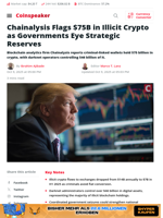 Chainalysis Flags $75B in Illicit Crypto as Governments Eye Strategic Reserves - Coinspeaker