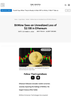 BitMine Sees an Unrealized Loss of $2.13B in Ethereum