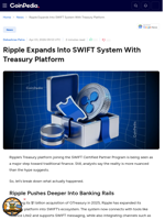 Ripple Expands Into SWIFT System With Treasury Platform