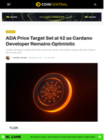 ADA Price Target Set at $2 as Cardano Developer Remains Optimistic - CoinCentral