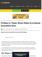 $4 Billion in 2 Weeks: Bitcoin Whales Go on Massive Accumulation Spree