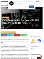 OKX Seychelles Settles with U.S. DOJ, Pays $84M Fine | Live Bitcoin News