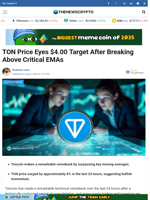 TON Price Eyes $4.00 Target After Breaking Above Critical EMAs - TheNewsCrypto