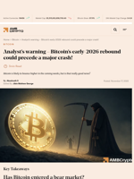 Analyst's warning - Bitcoin’s early-2026 rebound could precede a major crash! - AMBCrypto