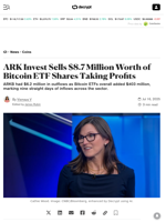 ARK Invest Sells $8.7 Million Worth of Bitcoin ETF Shares Taking Profits - Decrypt