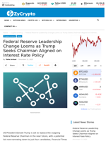 Federal Reserve Leadership Change Looms as Trump Seeks Chairman Aligned on Interest Rate Policy ⋆ ZyCrypto