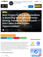 Best Crypto to Buy Now: DexBoss Is Booming While Bitcoin Holds Strong, Poised for 100× Growth — Don’t Miss these Crypto Opportunities!! | Live Bitcoin News