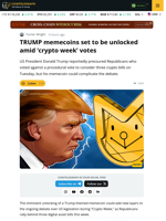 TRUMP Memecoins Set To Be Unlocked Amid ‘Crypto Week’ Votes