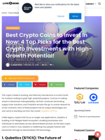 Best Crypto Coins to Invest In Now: 4 Top Picks for the Best Crypto Investments with High-Growth Potential! | Live Bitcoin News