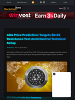 ADA Price Prediction: Targets $0.32 Resistance Test Amid
Neutral Technical Setup