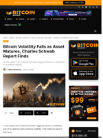 Bitcoin Volatility Falls As Asset Matures, Charles Schwab Report Finds