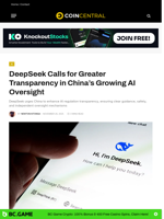 DeepSeek Calls for Greater Transparency in China’s Growing AI Oversight - CoinCentral