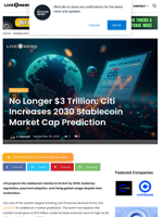 No Longer $3 Trillion: Citi Increases 2030 Stablecoin Market Cap Prediction | Live Bitcoin News