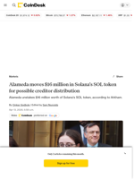Alameda moves $16 million in Solana's SOL token for possible creditor payments