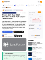 Russia Sets July 2027 Deadline to Halt P2P Crypto Transactions
