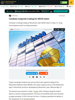 Coinbase suspends trading for MOVE token
