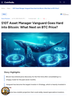 $10T Asset Manager Vanguard Goes Hard into Bitcoin: What Next on BTC Price? 