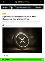 Uphold CEO Stresses Trust in XRP Reserves, Not Market Hype - CoinCentral