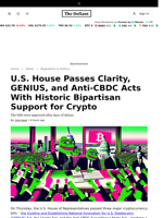 U.S. House Passes Clarity, GENIUS, and Anti-CBDC Acts  With Historic Bipartisan Support for Crypto - 