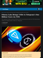 Ethena Labs Partners TON Blockchain, Rolls Out USDe On Telegram