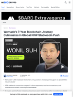 Wemade's 7-Year Blockchain Journey Culminates in Global KRW Stablecoin Push - BeInCrypto