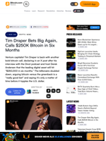 Tim Draper Bets Big Again, Calls $250K Bitcoin in Six Months – Crypto News Bitcoin News