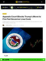 Appeals Court Blocks Trump's Move to Fire Fed Governor Lisa Cook - CoinCentral