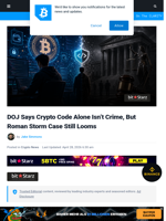 DOJ Says Crypto Code Isn’t Crime, But Roman Storm Case Still Looms