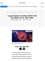 Crypto Market Crash Flips $33M Profit Into $26M Loss for Top Trader