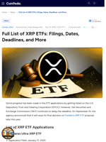 Full List of XRP ETFs: Filings, Dates, Deadlines, and More
