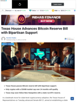 Texas House Advances Bitcoin Reserve Bill with Bipartisan Support - TheNewsCrypto