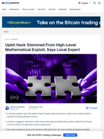 Upbit Hack Stemmed From High-Level Mathematical Exploit, Says Local Expert - BeInCrypto
