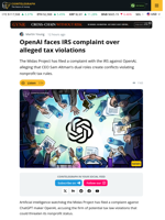 OpenAI Faces IRS Complaint Over Alleged Tax Violations