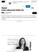 Ripple President Makes Stablecoin's Most Influential 2026 List - U.Today