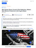 US Crypto News: Max Keiser Makes a Bold New Bitcoin Prediction