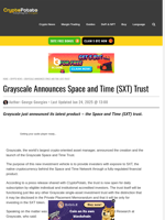 Grayscale Announces Space and Time (SXT) Trust