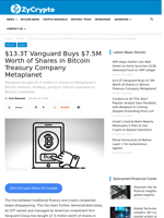 $13.3T Vanguard Buys $7.5M Worth of Shares in Bitcoin Treasury Company Metaplanet ⋆ ZyCrypto