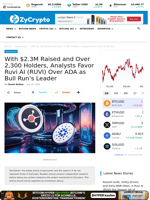 With $2.3M Raised and Over 2,300 Holders, Analysts Favor Ruvi AI (RUVI) Over ADA as Bull Run's Leader