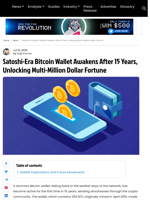 Satoshi-Era Bitcoin Wallet Awakens After 15 Years for $11M+ Profit