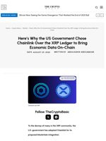 Here’s Why the US Government Chose Chainlink Over the XRP Ledger to Bring Economic Data On-Chain