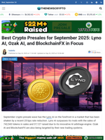 Best Crypto Presales for September 2025: Lyno AI, Ozak AI, and BlockchainFX in Focus