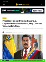 President Donald Trump Says U.S. Captured Nicolás Maduro, May Oversee Venezuela's Rule - CoinCentral