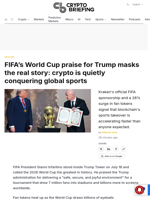 FIFA's World Cup praise for Trump masks the real story: crypto is quietly conquering global sports