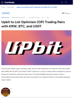 Upbit to List Optimism (OP) Trading Pairs with KRW, BTC, and USDT