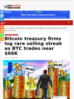 Bitcoin treasury firms log rare selling streak as BTC trades near $66K - The Crypto News Wire