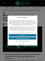 BTC News: Michael Saylor Sparks Controversy Over Bitcoin Wallet Transparency - Crypto News Flash