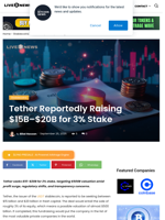 Tether Reportedly Raising $15B–$20B for 3% Stake | Live Bitcoin News
