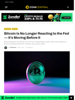 Bitcoin Is No Longer Reacting to the Fed — It's Moving Before It - CoinCentral